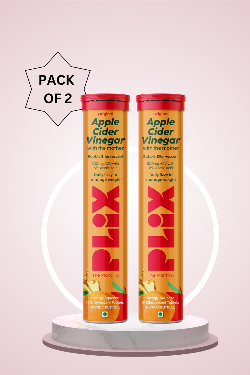 Plix ACV Effervescent Tablets - 15 (Orange Squeeze, Pack of 2)