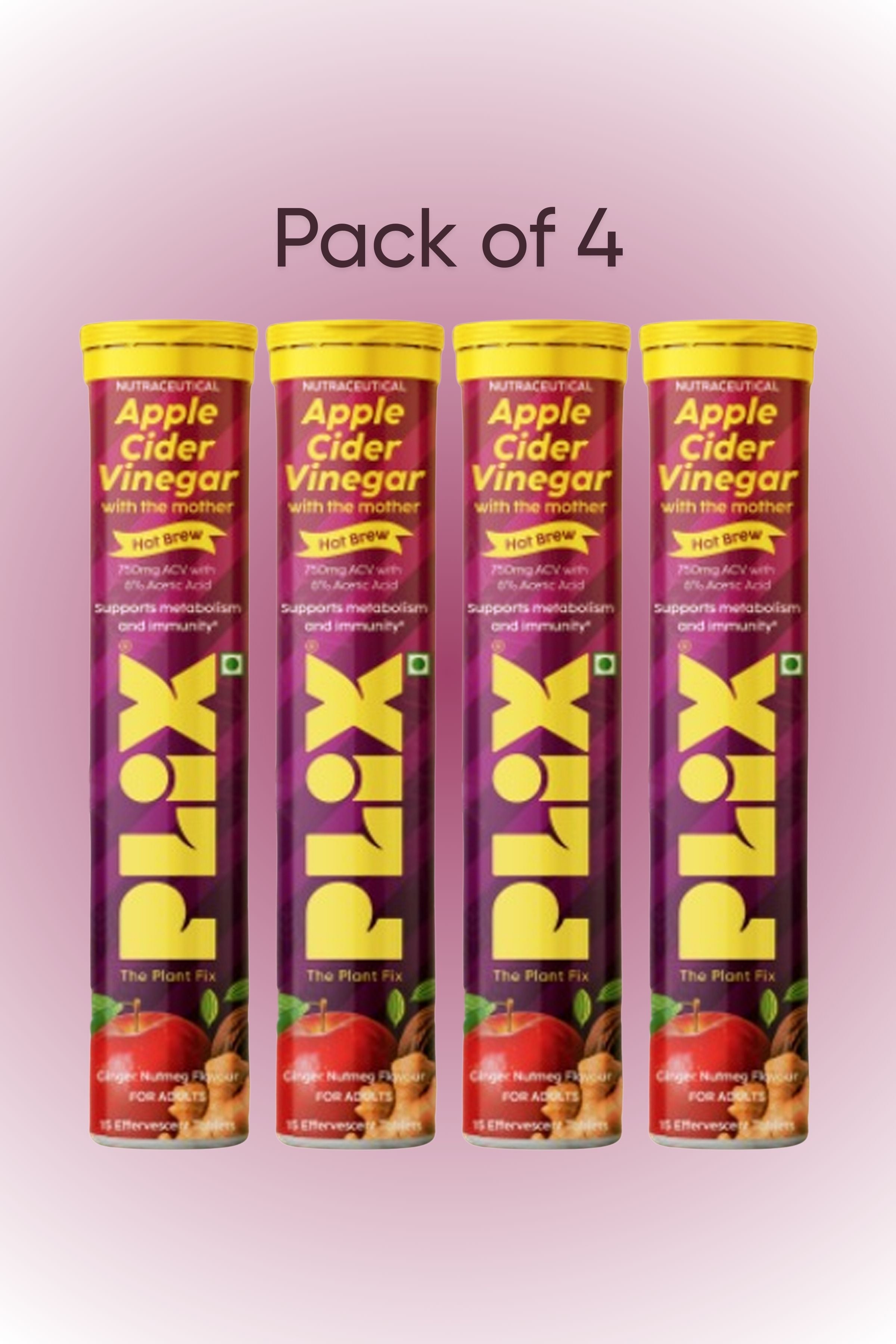 Plix ACV Hot Brew Effervescent (Ginger Nutmeg) - Pack of 4