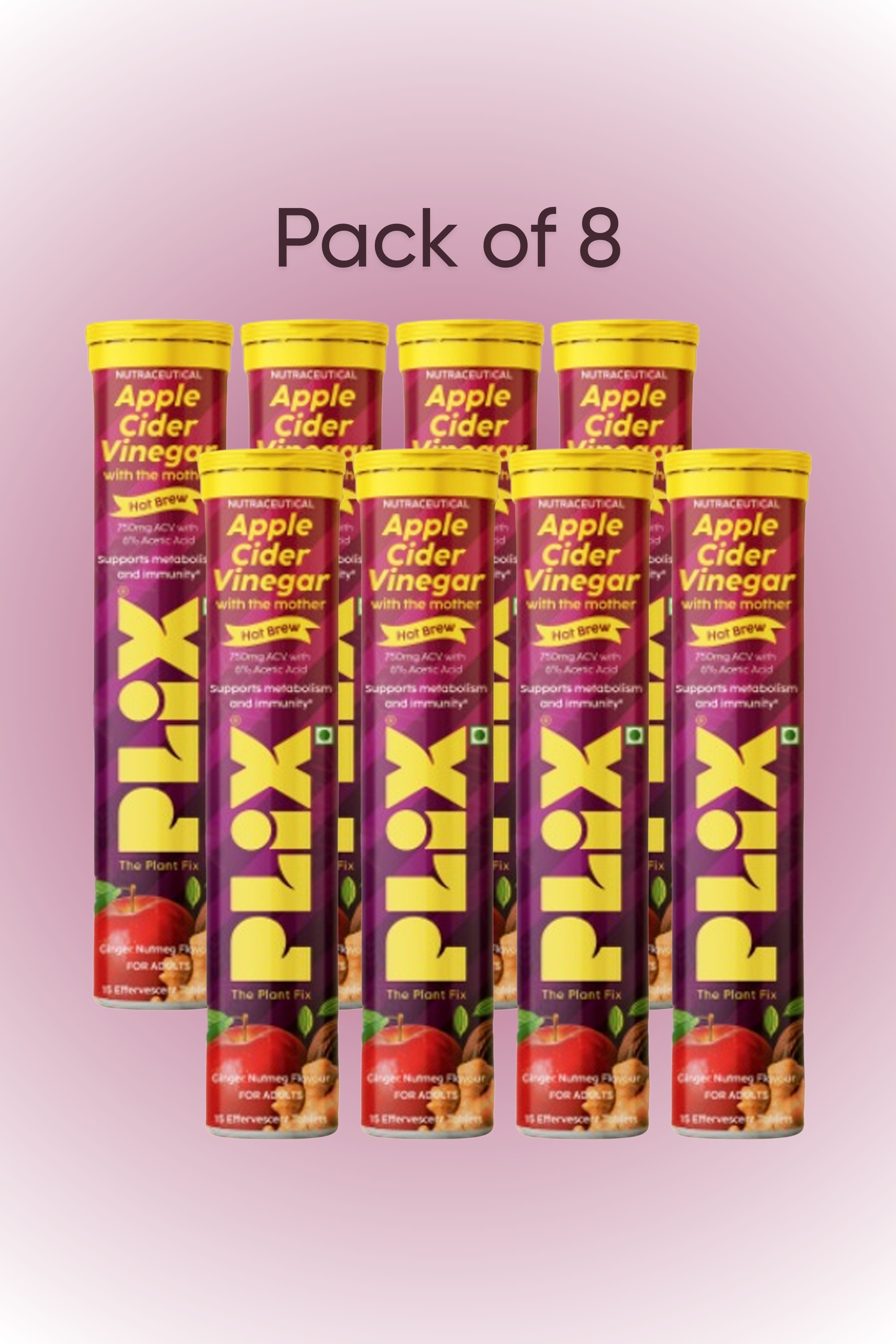 Plix ACV Hot Brew Effervescent (Ginger Nutmeg) - Pack of 8