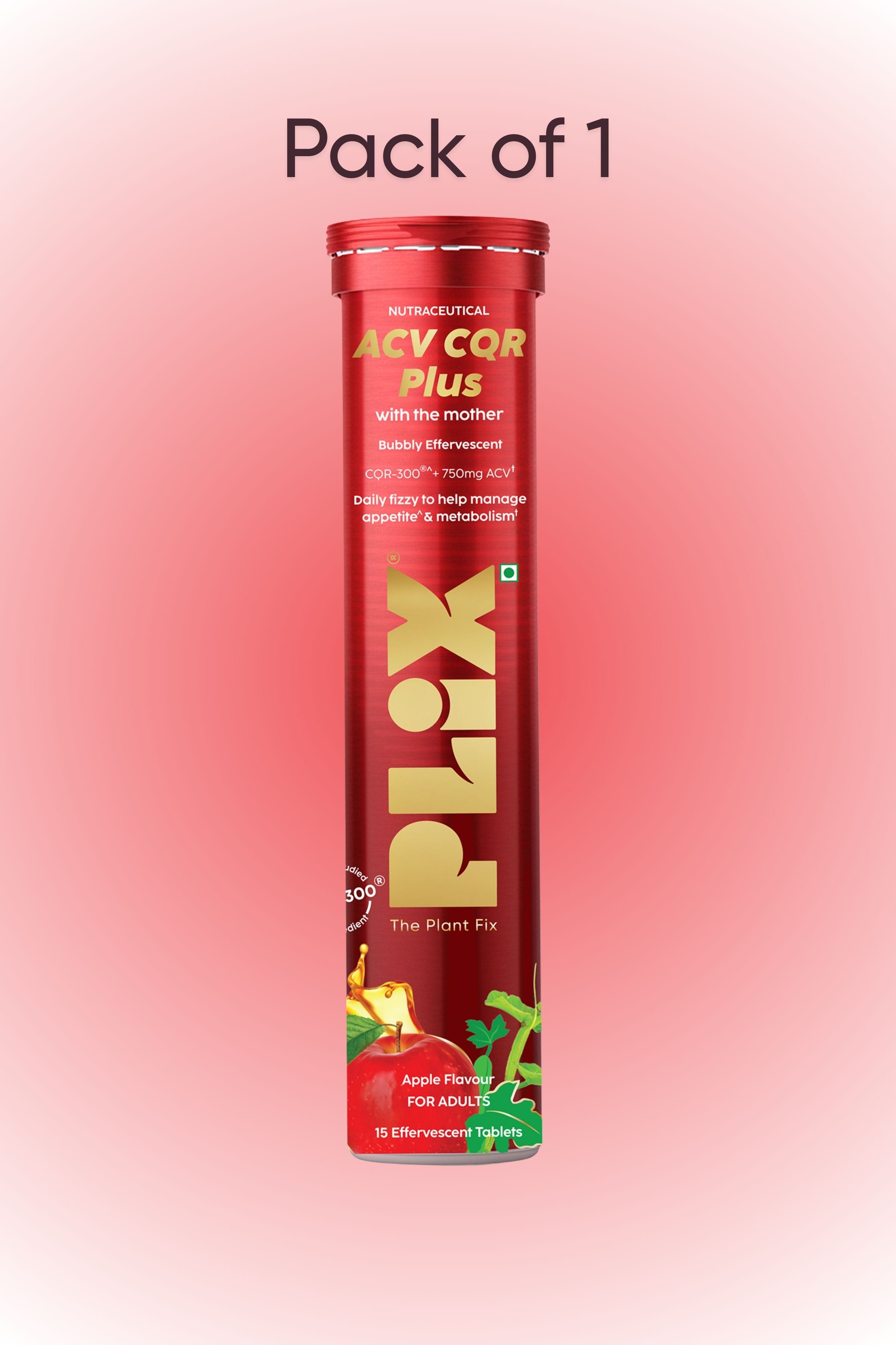 Plix ACV CQR Plus Effervescent for Fat Reduction & Weight Management - Pack of 1