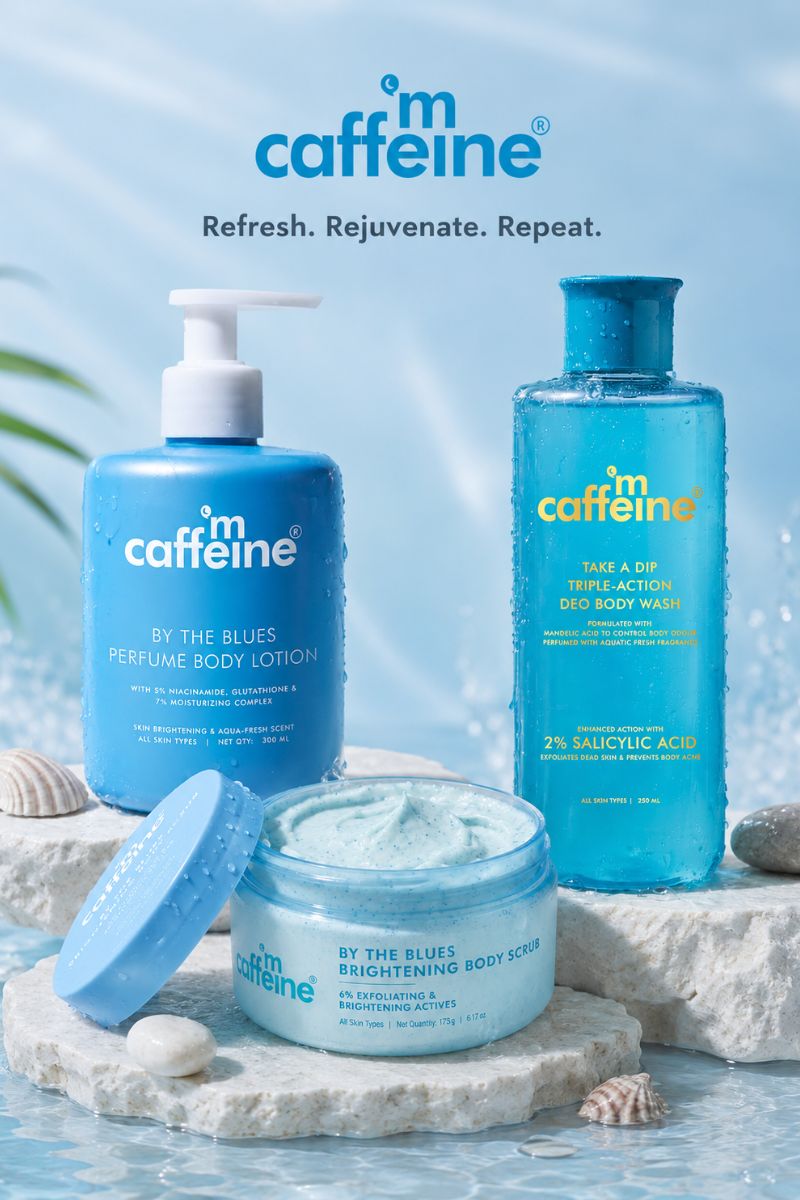 mCaffeine Take A Dip Body wash + Brightening Body Scrub + Brightening Perfume Body Lotion (combo)