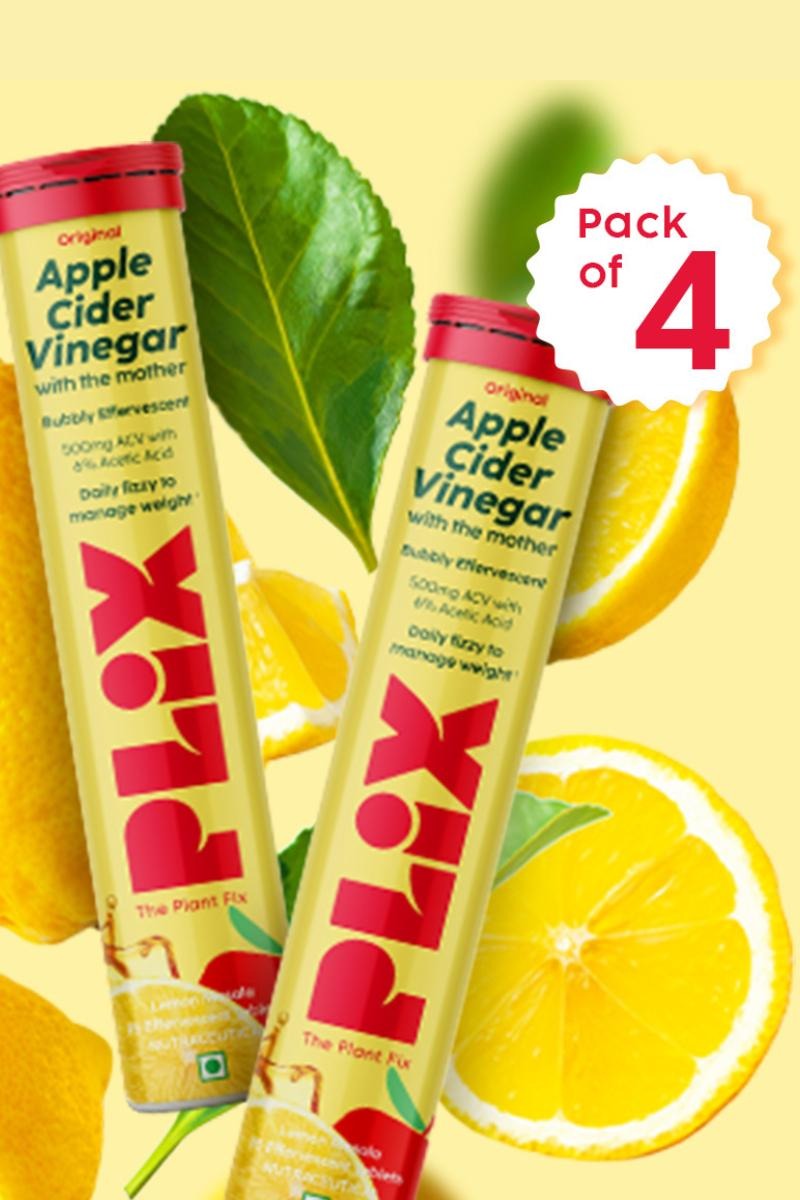 Plix ACV Effervescent Tablets - 15 (Lemon Masala, Pack of 4)