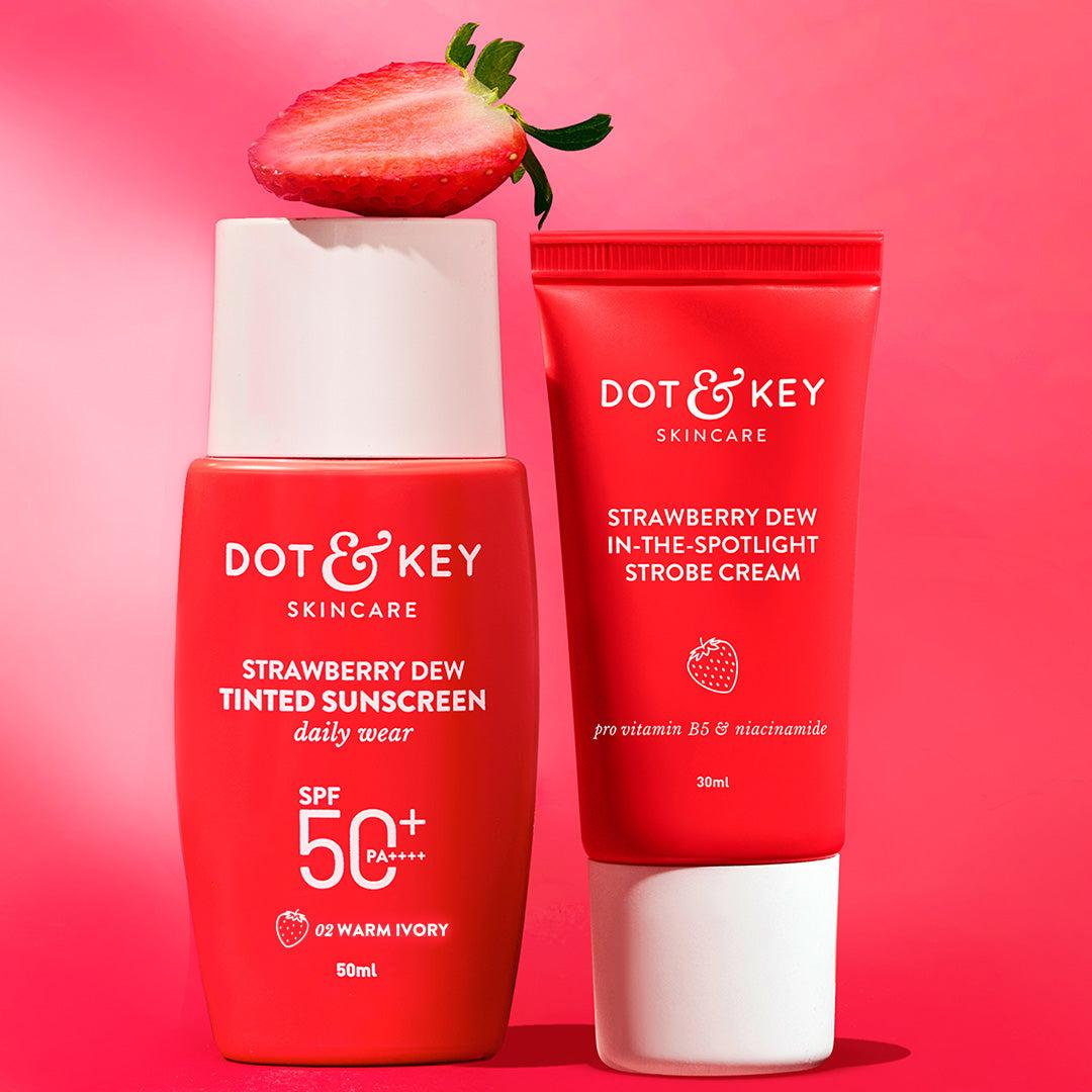 Dot & Key Tinted Sunscreen Warm Ivory 02 + Strawberry Strobe Cream