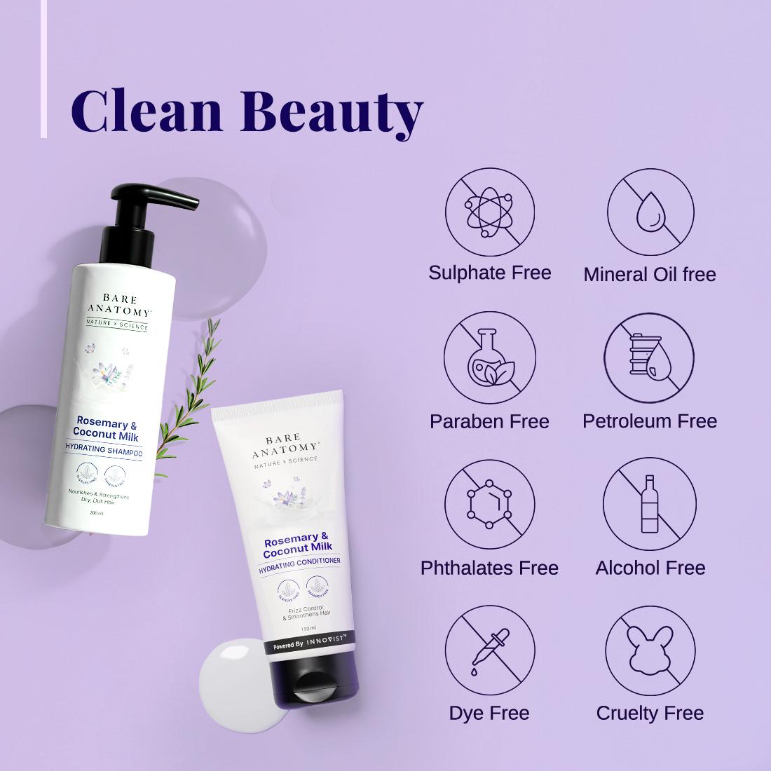 Bare Anatomy Rosemary & Coconut Milk Hydrating Shampoo & Conditioner Combo