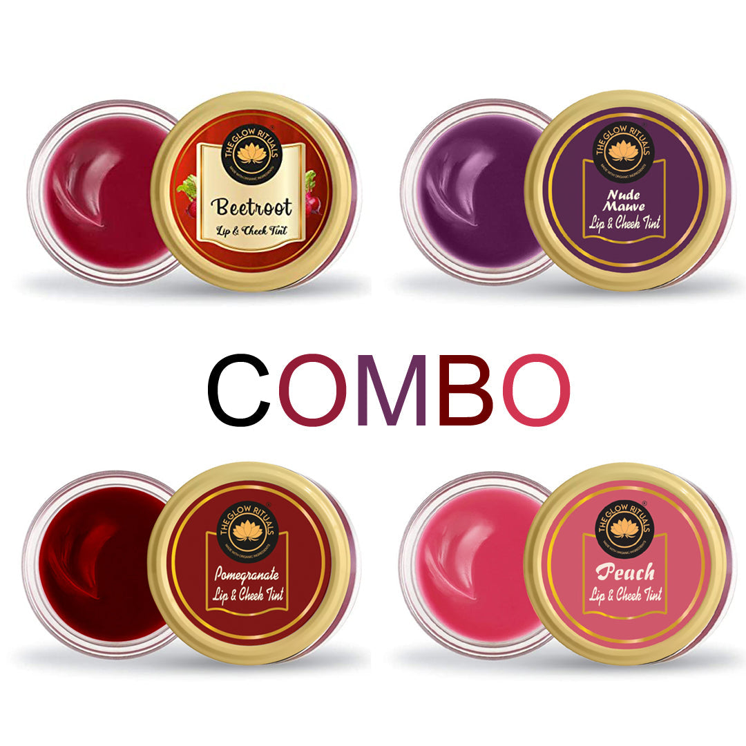 The glow rituals Lip & Cheek Tint || Combo Of 4 || 8g Each