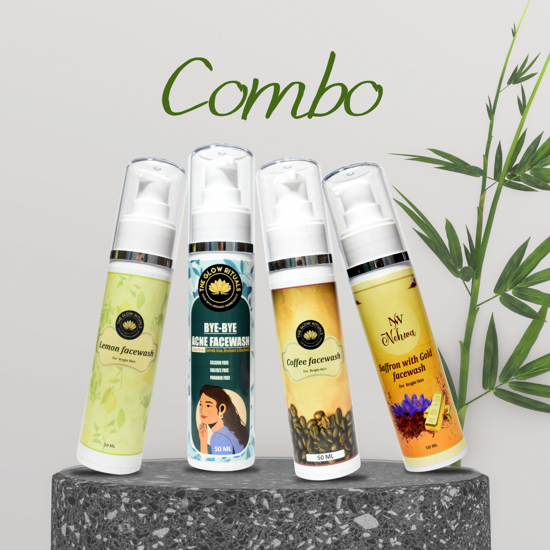 The glow rituals 50ml Facewash Combo - Coffee, Lemon, Gold & Bye Bye Acne Facewash