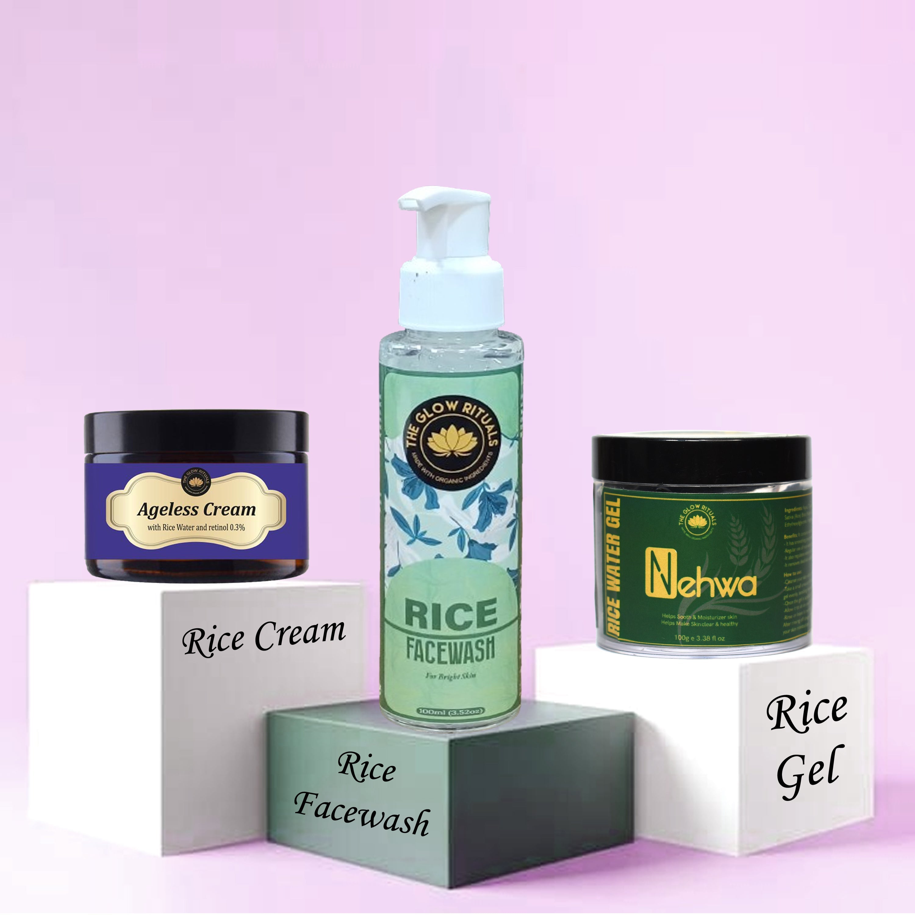 The glow rituals Rice Cream, Gel & Facewash Combo