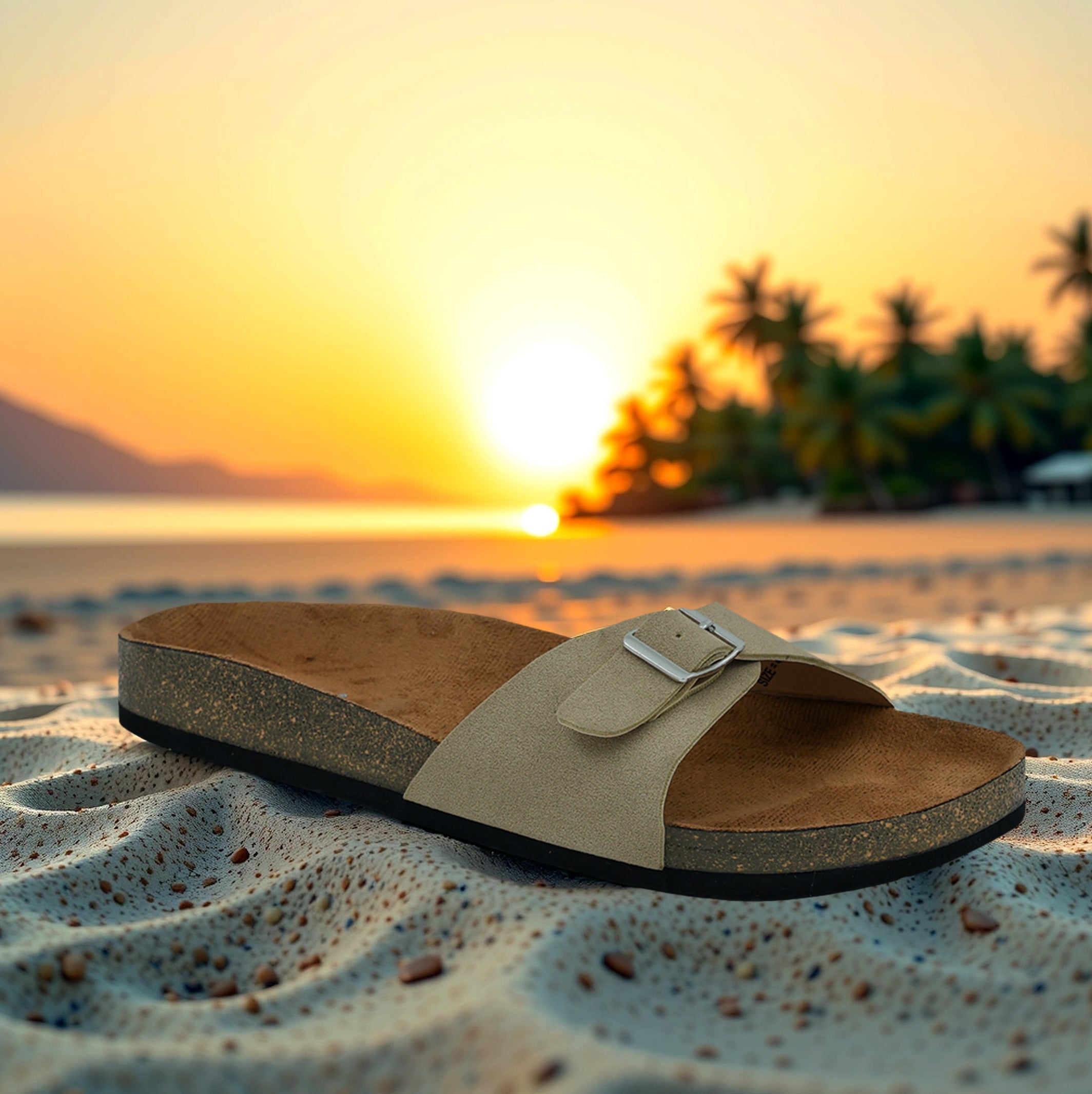 LYDC Beige Suede Flat Sandals for Women - Camden - Beige-Suede