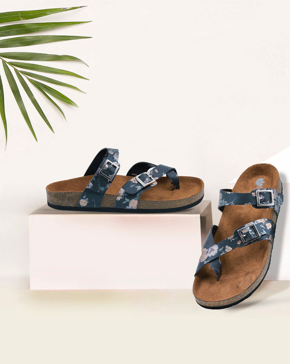 LYDC Black Flower Sandals for Women - Soho - Black-Flower