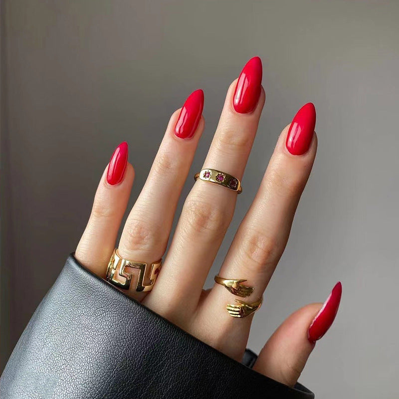 Gush Beauty Candy Apple Red - Medium Almond - Nailed It Reusable Luxury Press On Nails With Application Kit