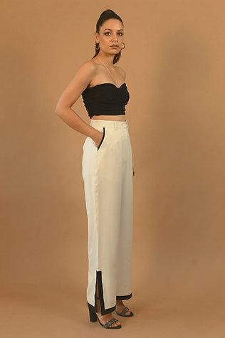 Studio OJS Black and White Bold Hem Straight Trousers