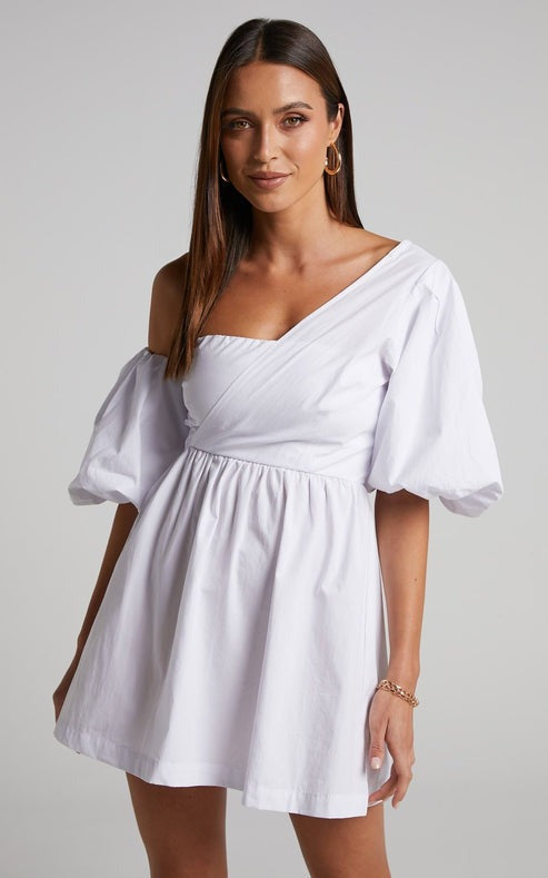 Studio OJS One Shoulder Mini Dress - Off White