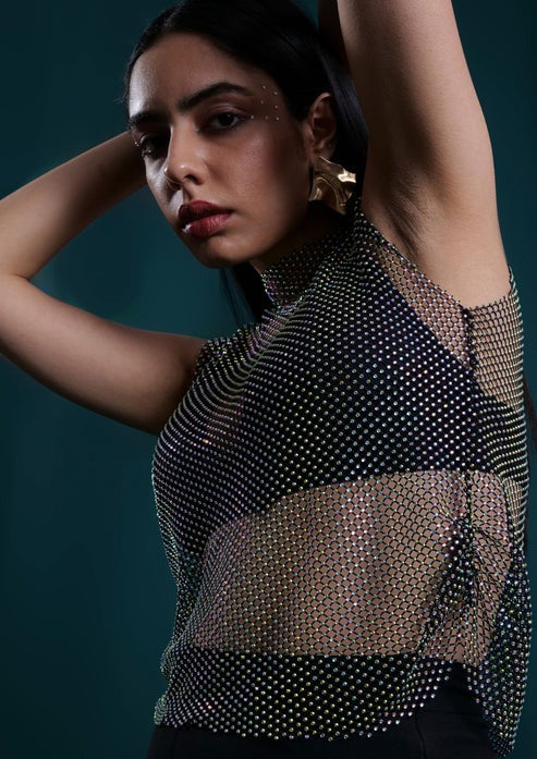 Studio OJS Rhinestone Top - Black