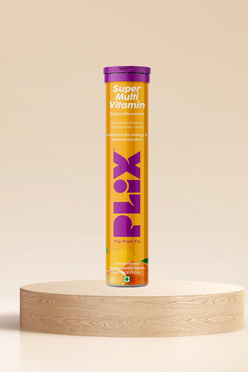 Plix Multivitamin 15 Effervescent Tablets (Orange, Pack of 1)