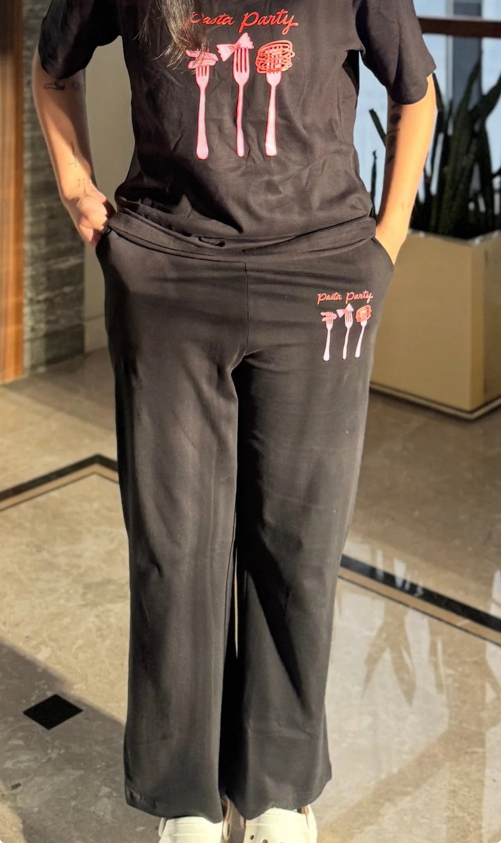 Sugnaa Pasta Party Black Pajama