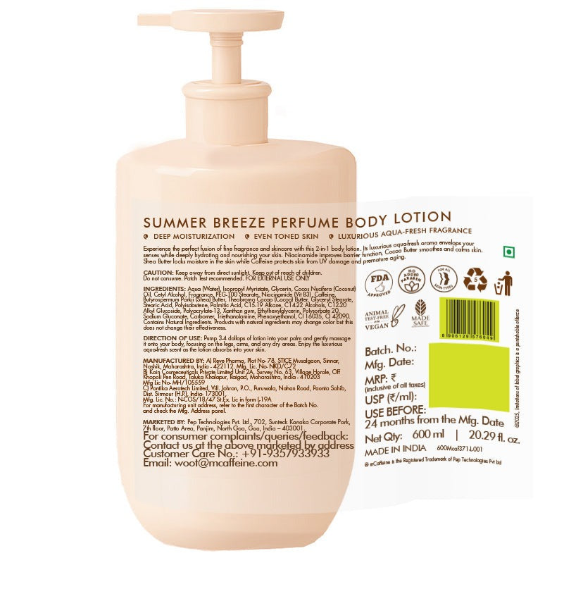 mCaffeine Summer Breeze Perfume Body Lotion - 600ml