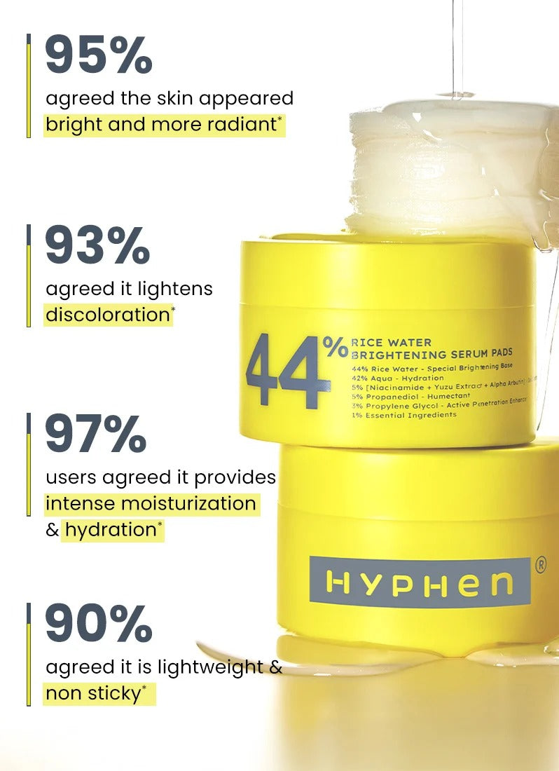 Hyphen 44% Rice Water Brightening Serum Pads - 50 Pads