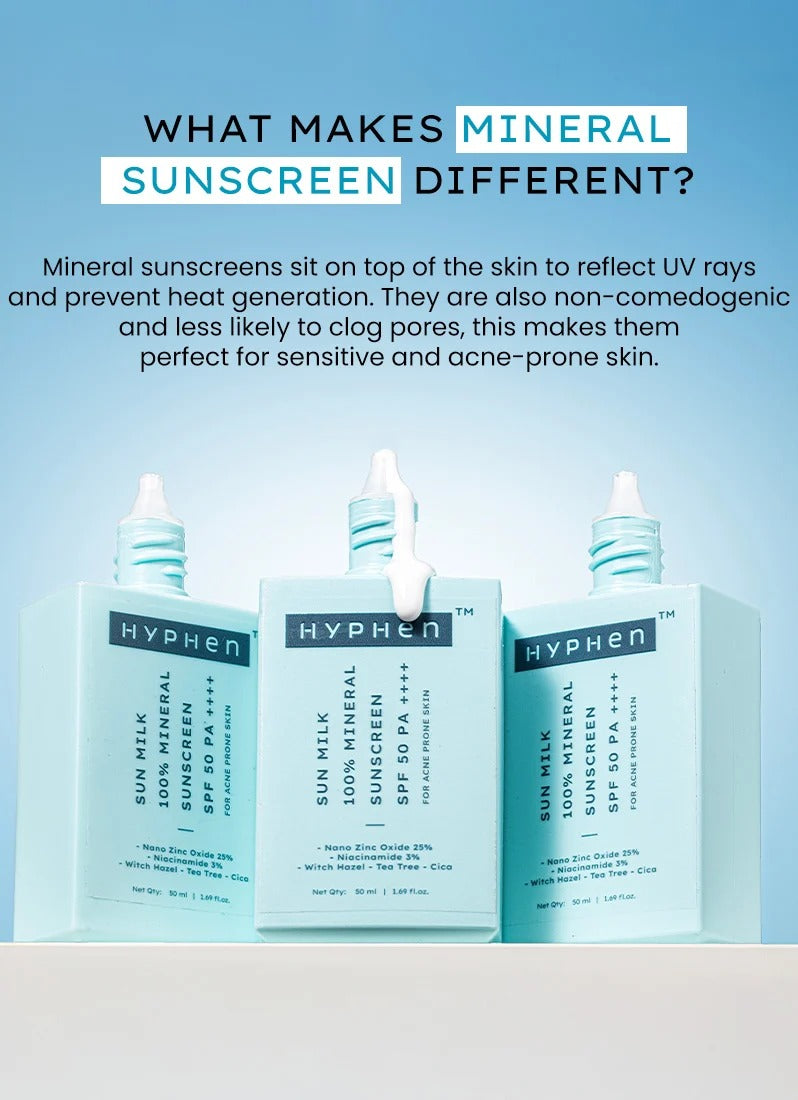 Hyphen Sun Milk 100% Mineral Sunscreen Spf 50 Pa++++