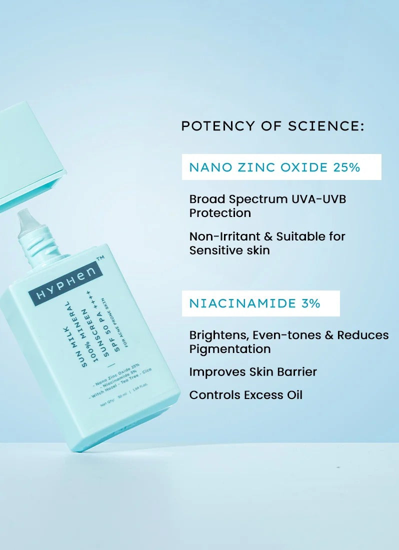 Hyphen Sun Milk 100% Mineral Sunscreen Spf 50 Pa++++