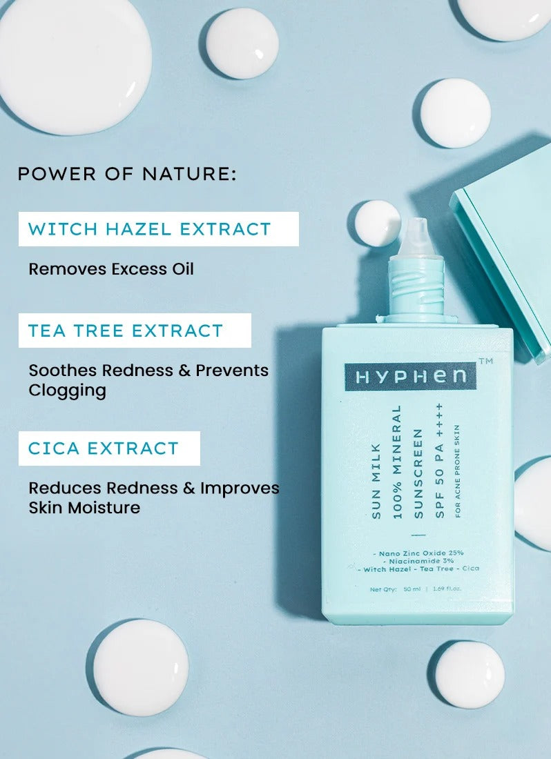 Hyphen Sun Milk 100% Mineral Sunscreen Spf 50 Pa++++