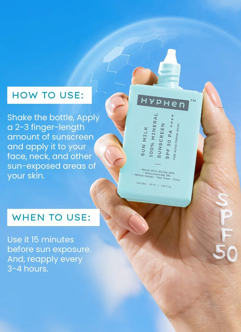 Hyphen Sun Milk 100% Mineral Sunscreen Spf 50 Pa++++