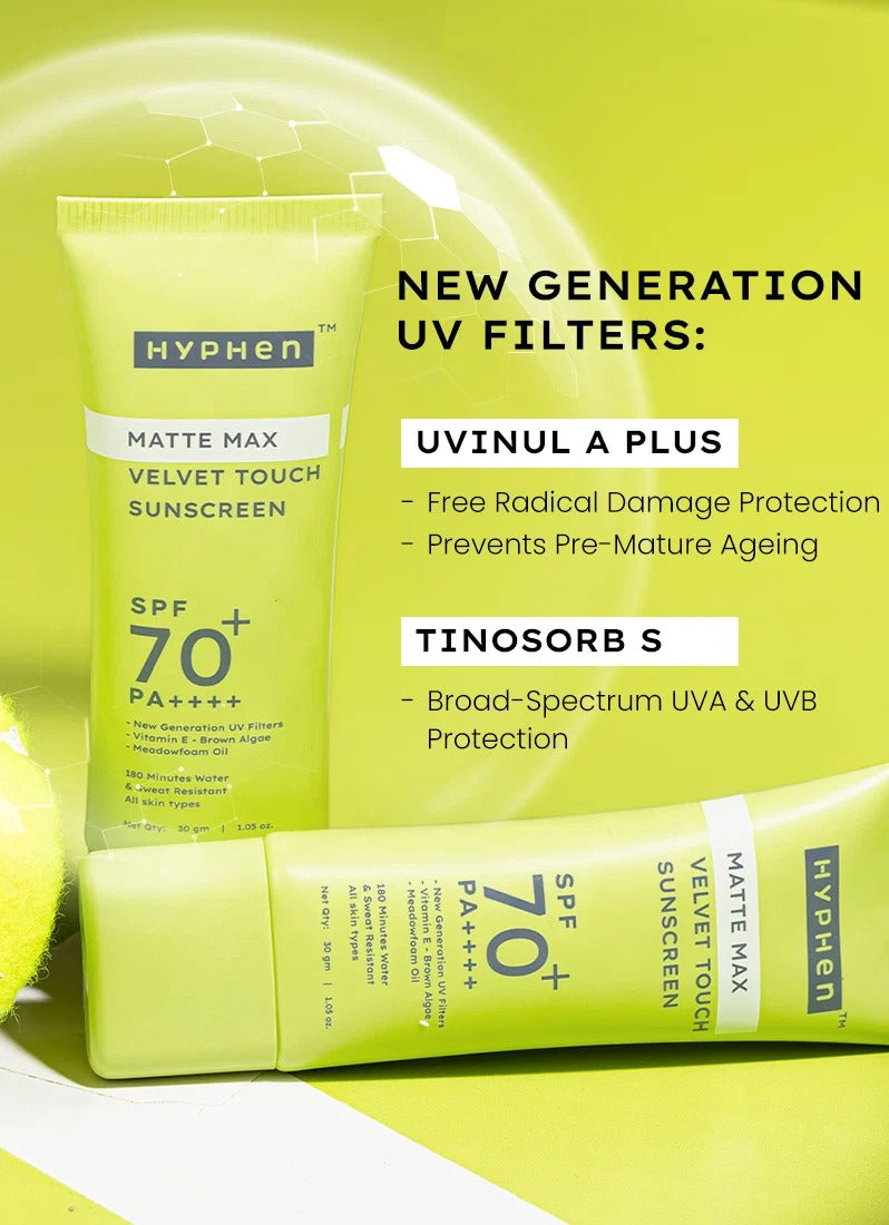 Hyphen Matte Max Velvet Touch Sunscreen SPF 70+ PA++++