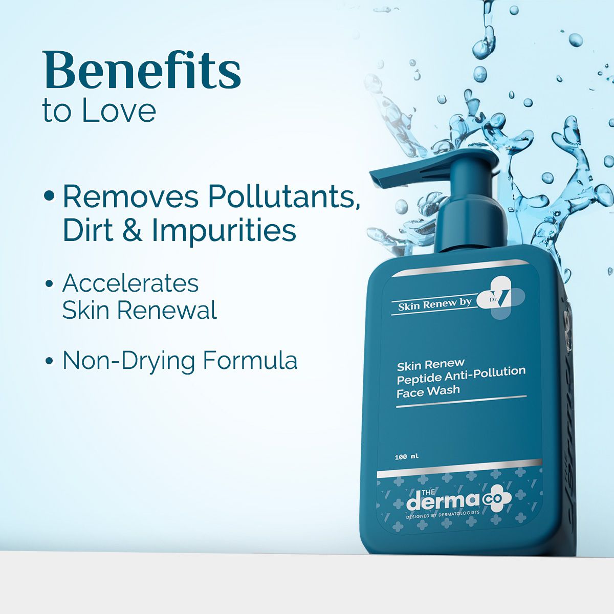 Derma Co X Dr V Skin Renew Peptide Anti-Pollution Face Wash with Peptides & Niacinamide - 100ml