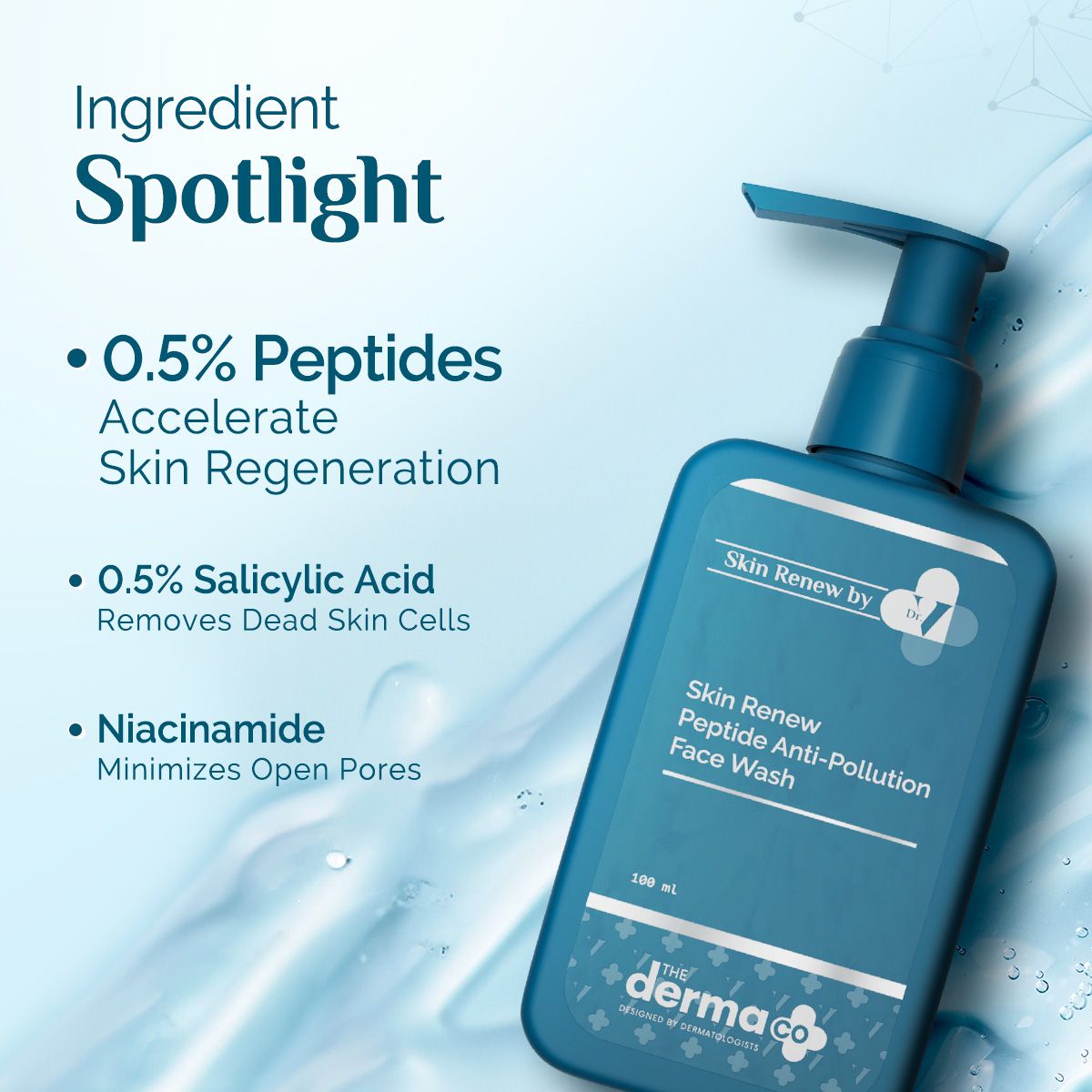 Derma Co X Dr V Skin Renew Peptide Anti-Pollution Face Wash with Peptides & Niacinamide - 100ml