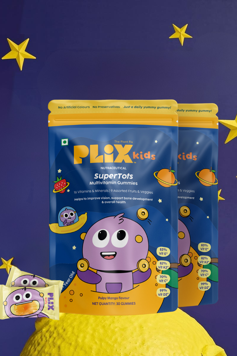 Plix Kids SuperTots Multivitamin Gummies (Pack of 2 Pouch)