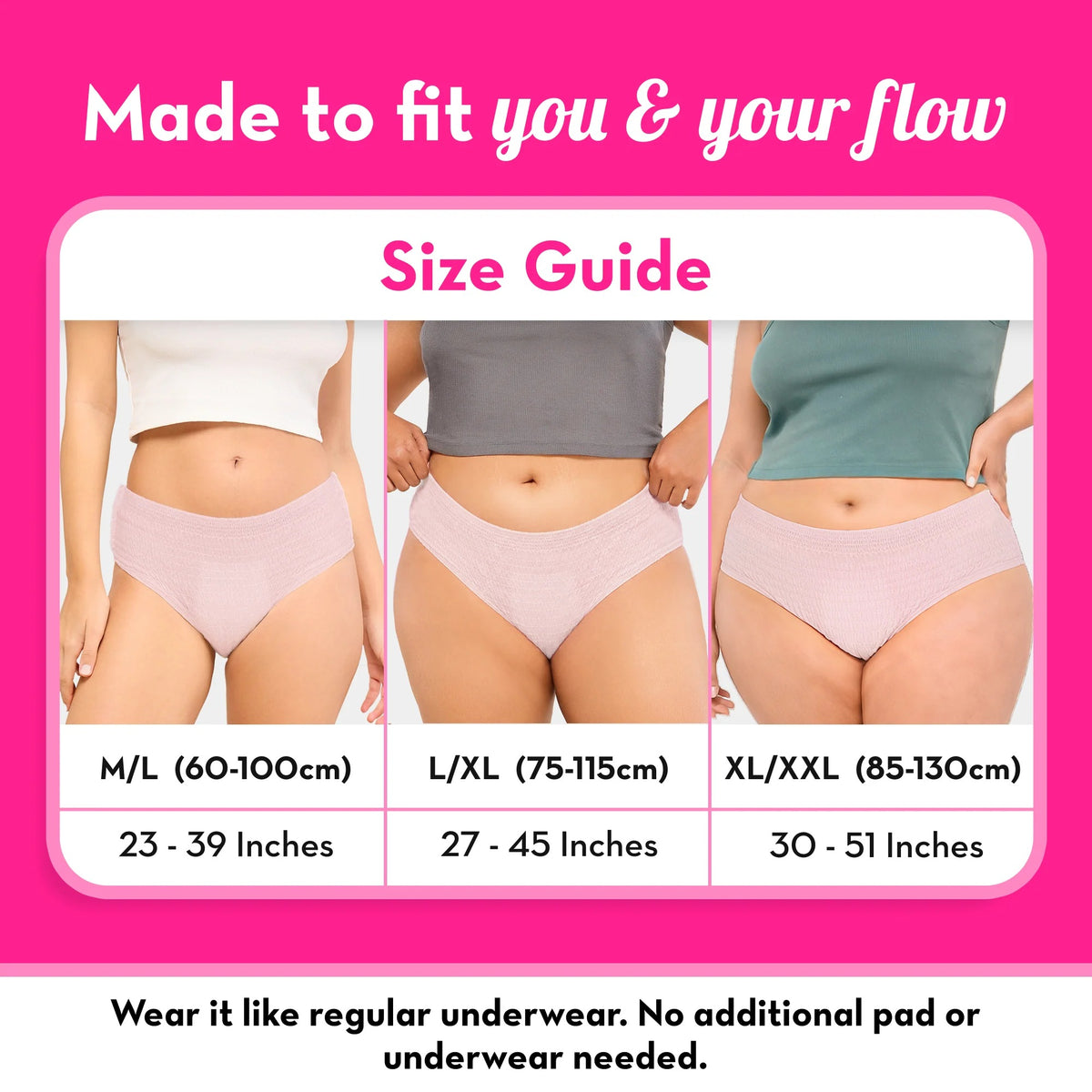 Plush Comfort High Waist Disposable Anti-Bacterial Period Panty | Heavy Flow - 5 Pcs L/XL (75-115cm)