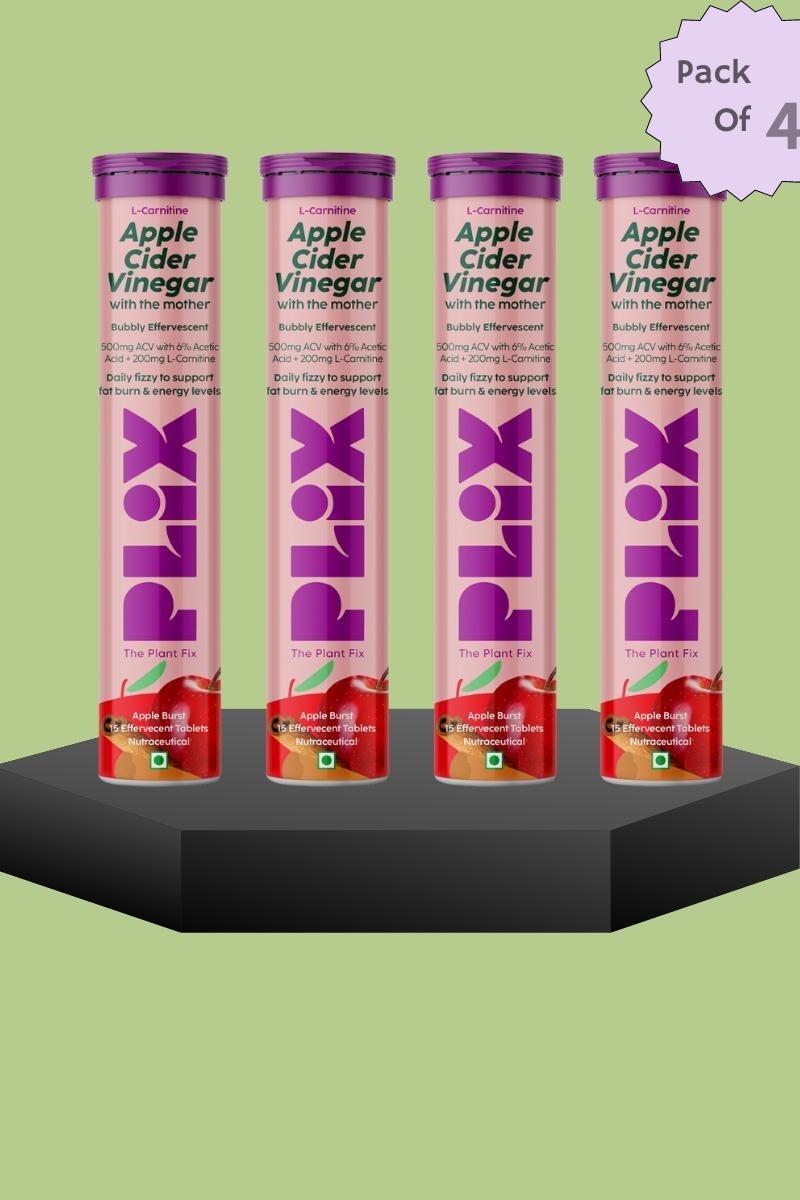 Plix L-Carnitine ACV Effervescent Tablets (Pack of 4)