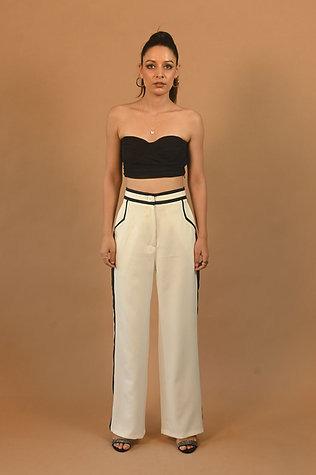 Studio OJS Twin Belt Straight White Trousers