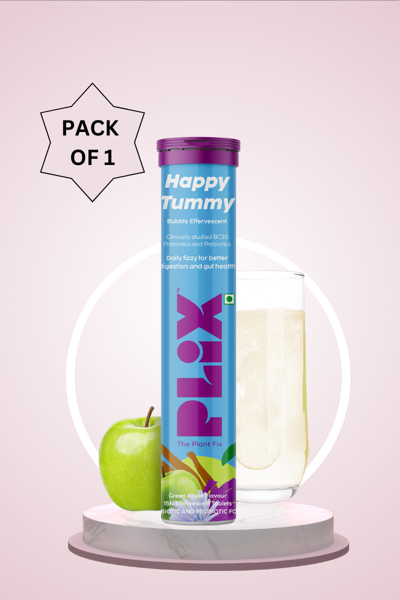 Plix Happy Tummy Pre & Probiotic Tablets (Green Apple, Pack of 1)