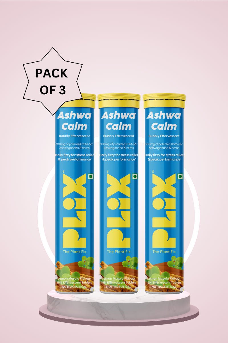 Plix Ashwagandha with Bhringraj & Brahmi Tablets (Pack of 3)