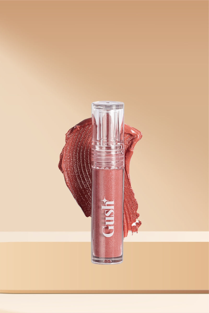 Gush Beauty Glaze Lip Oil Gloss High Shine & Hydrating Nude Gloss - Sheer Sparkle