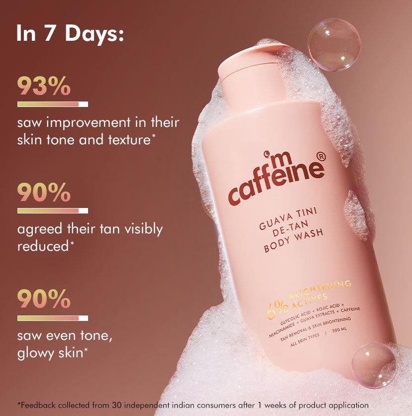 mCaffeine De-Tan Body Wash + Perfume Body Lotion + De-Tan Body Scrub (combo)