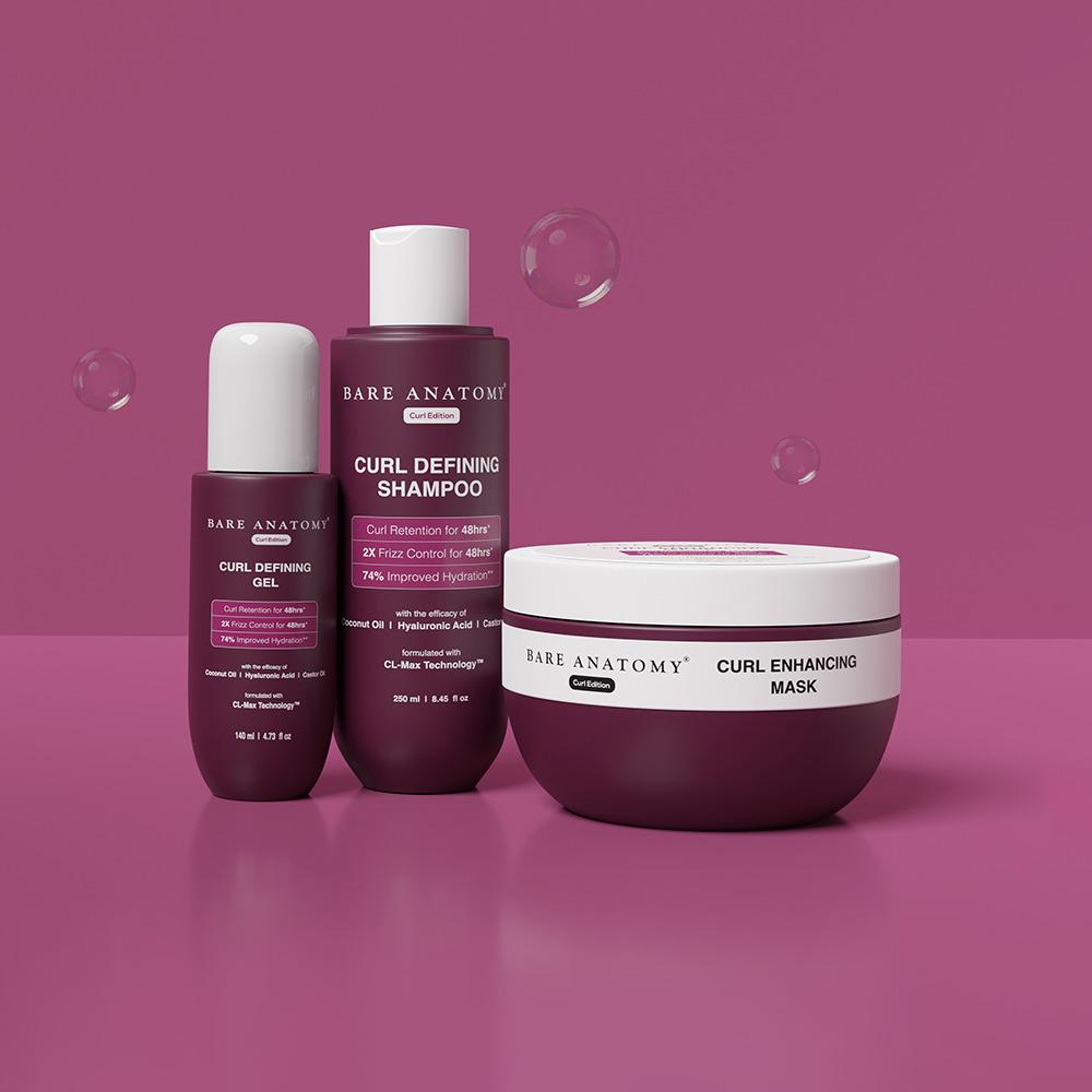 Bare Anatomy Curl Defining Kit - Shampoo Hair Mask & Gel