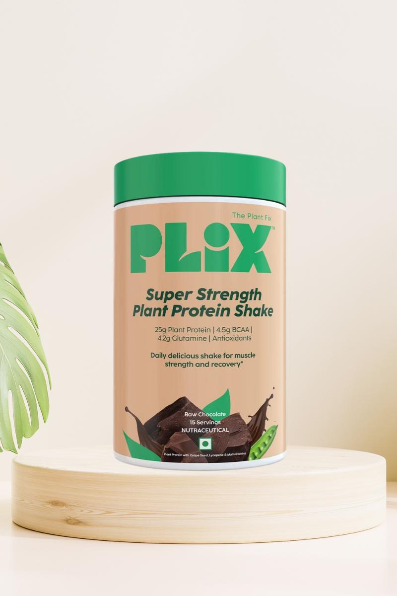 Plix Strength Vegan Plant Protein Powder (Chocolate, 500 gm)