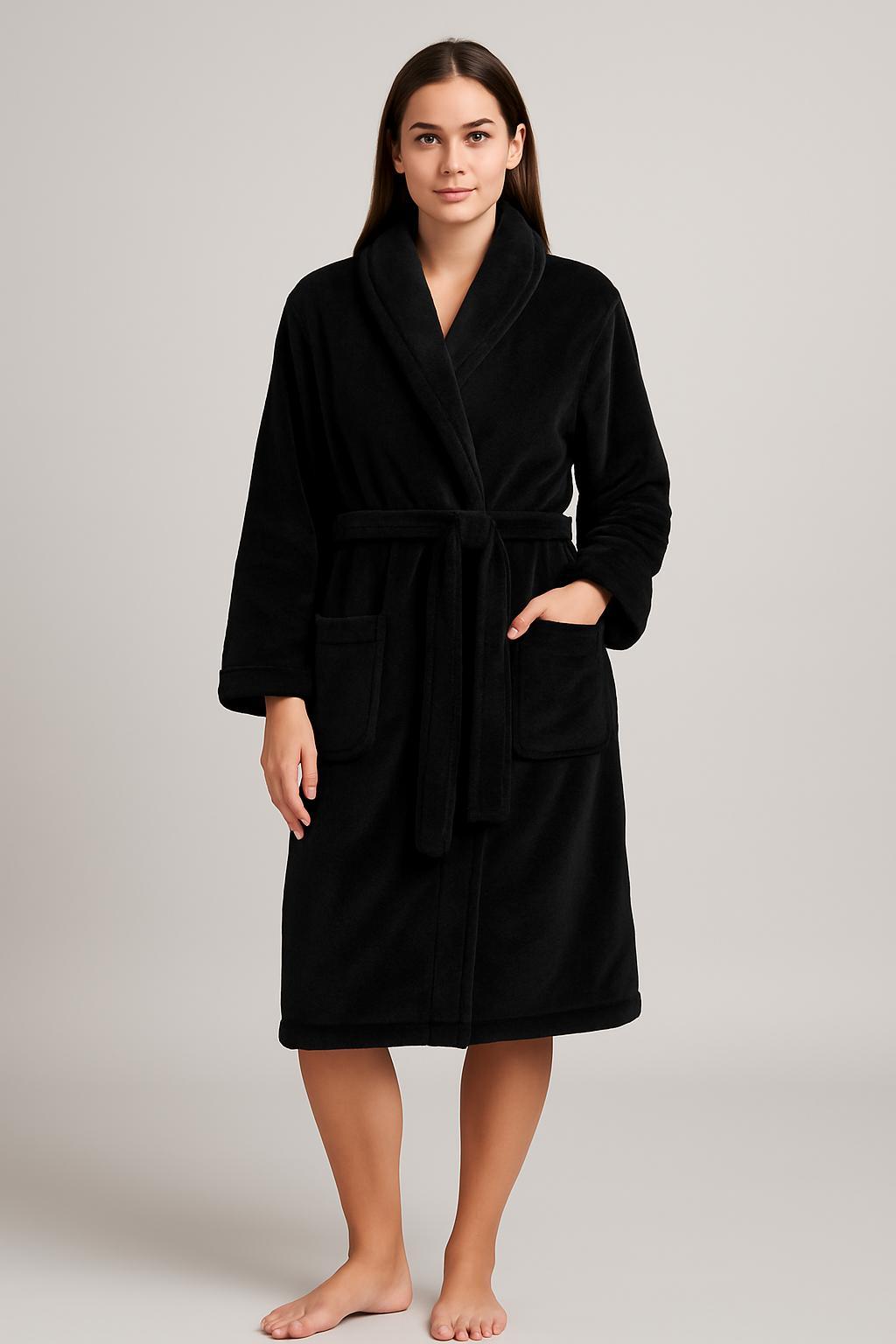 Personal Touch Feel Me Microfiber Bath Robes - Black