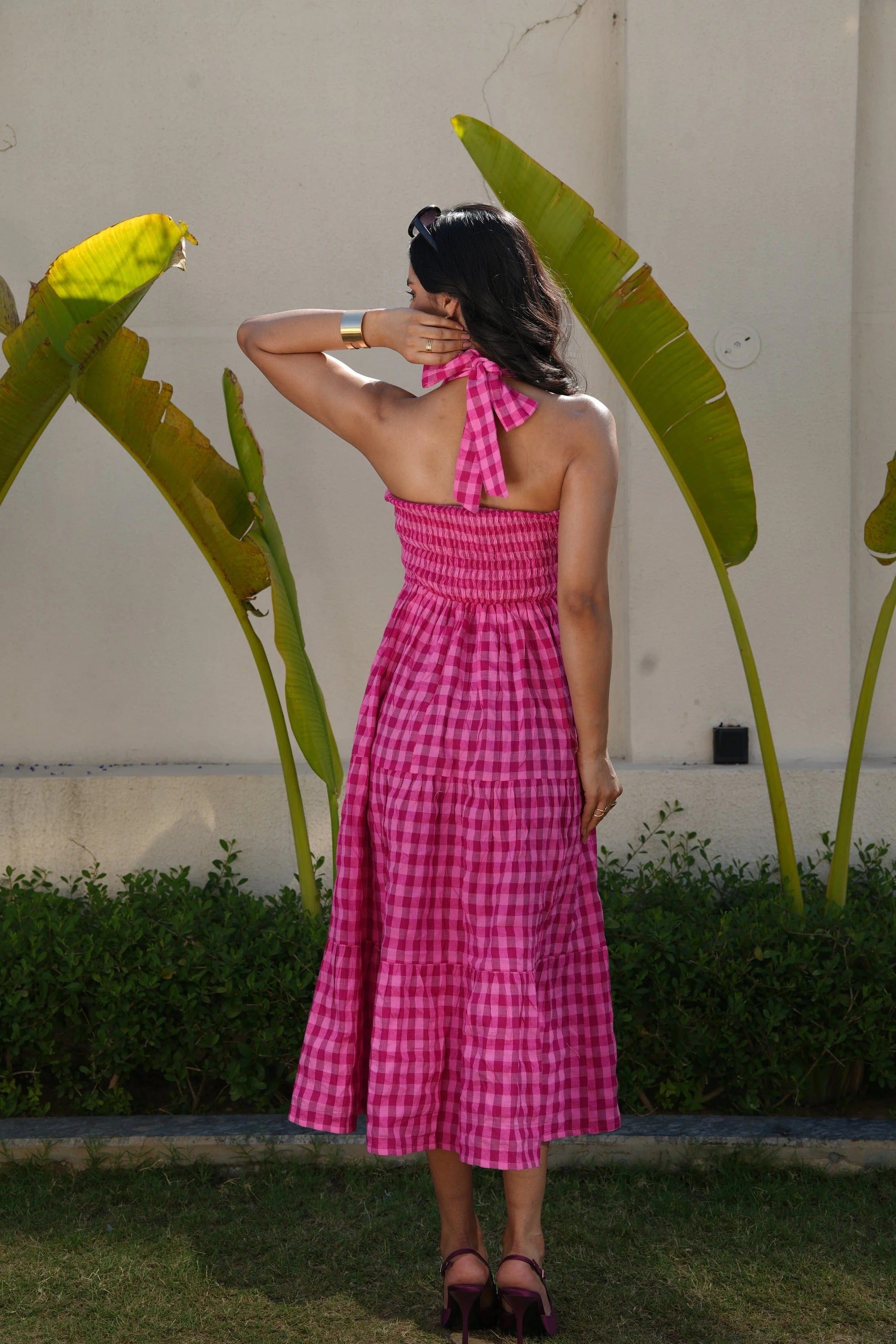 Sugnaa Halterneck Rose Dress