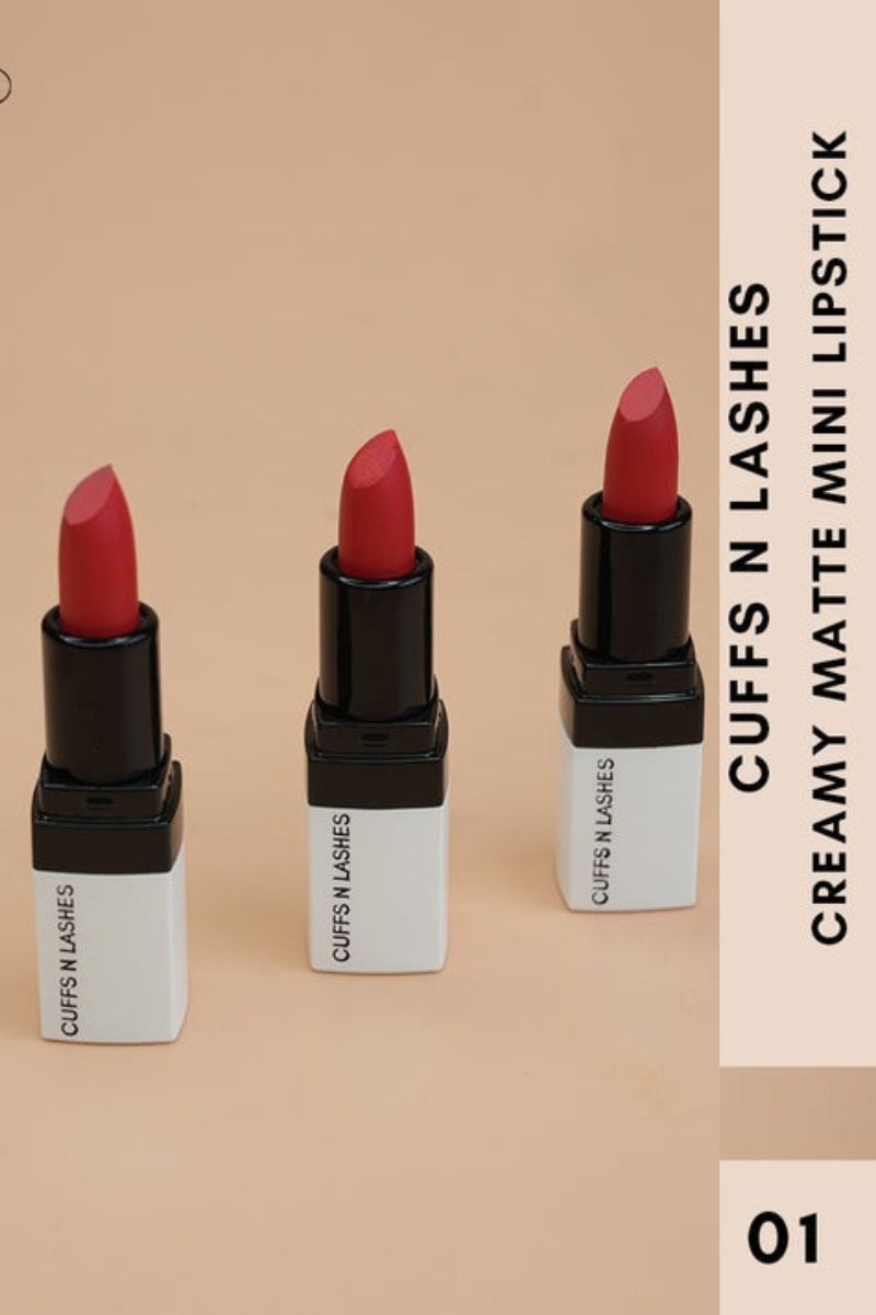 Cuffs N Lashes Set-1 - Doodle Lips Mini Creamy Matte Lipsticks - Set of 3