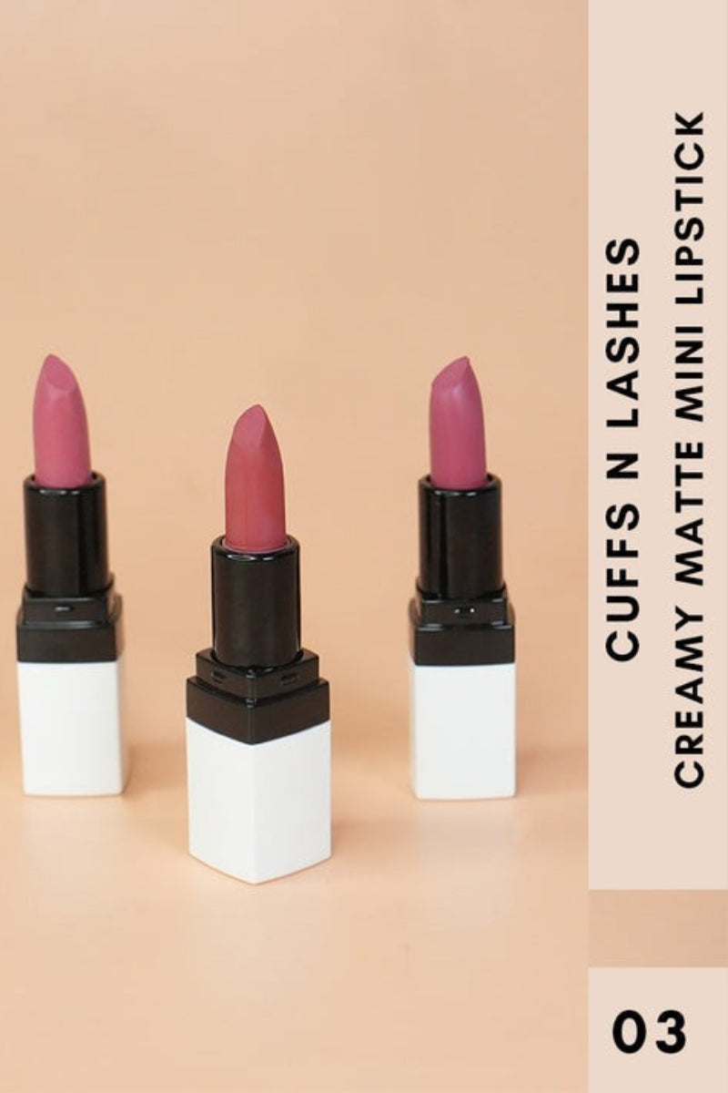 Cuffs N Lashes Set-3 - Doodle Lips Mini Creamy Matte Lipsticks - Set of 3