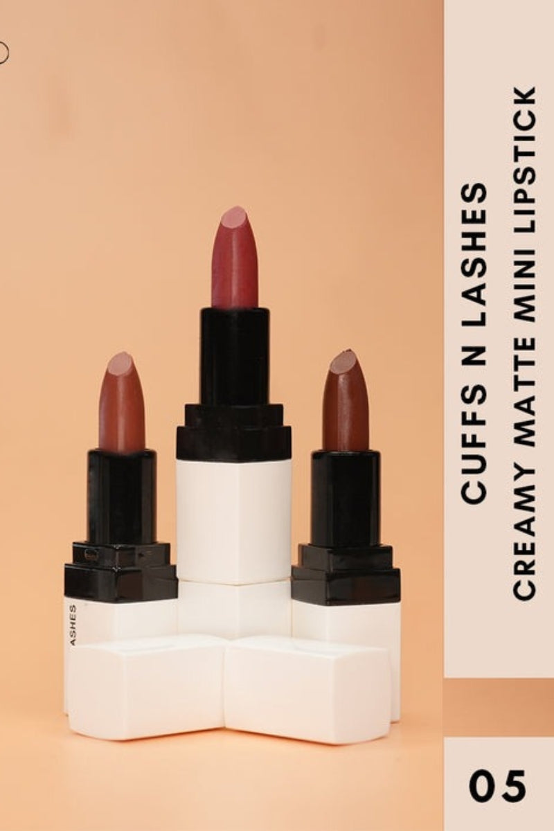 Cuffs N Lashes Set-5 - Doodle Lips Mini Creamy Matte Lipsticks - Set of 3