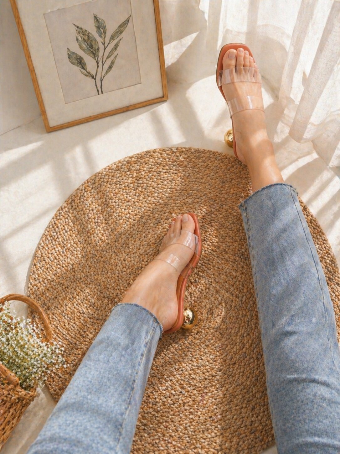 Sandal Stories Golden Glow Transparent Strap Block Heels - 1.5 Inches