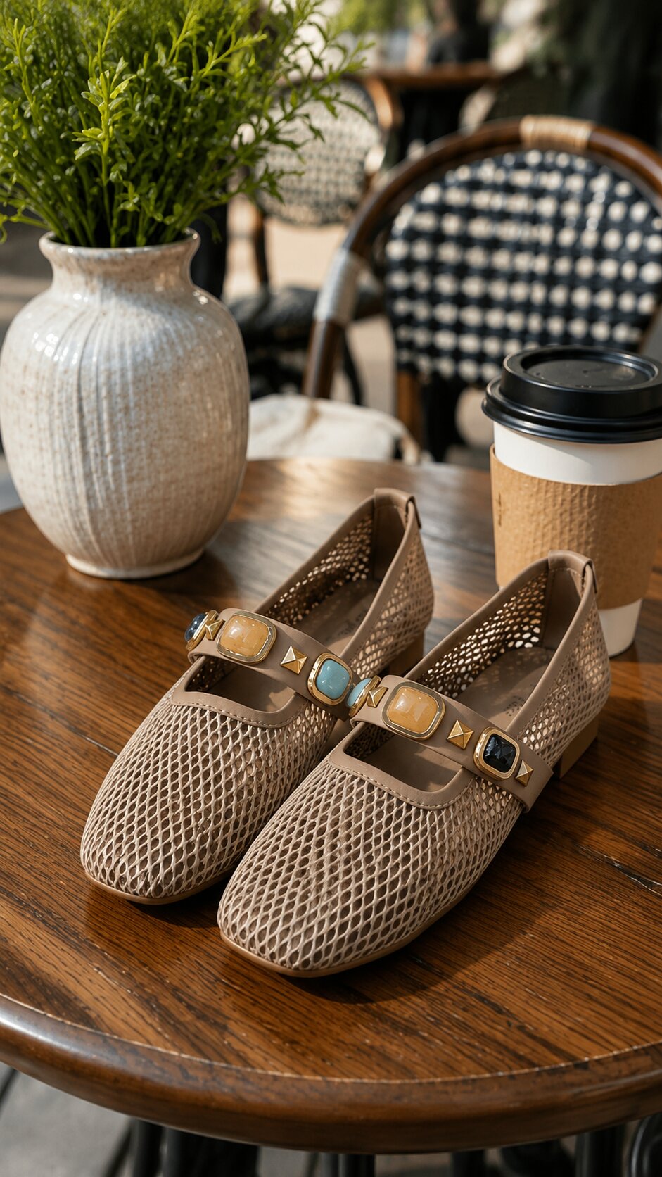 Sandal Stories Mesh Gemstone Mary Janes Ballerinas