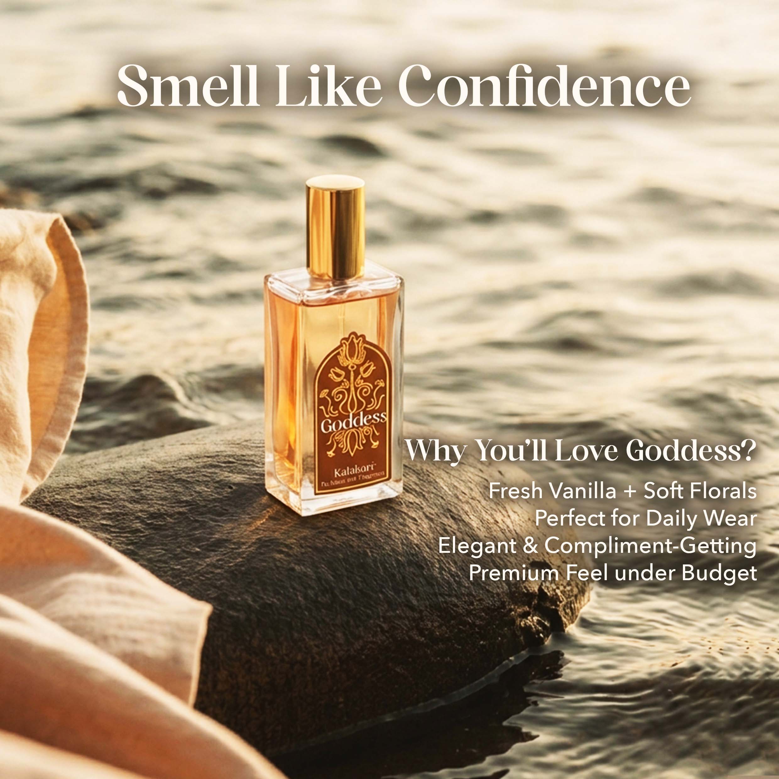 Kalakari Goddess Perfume – Long Lasting Unisex Fragrance | Vanilla Floral Scent - 50ml