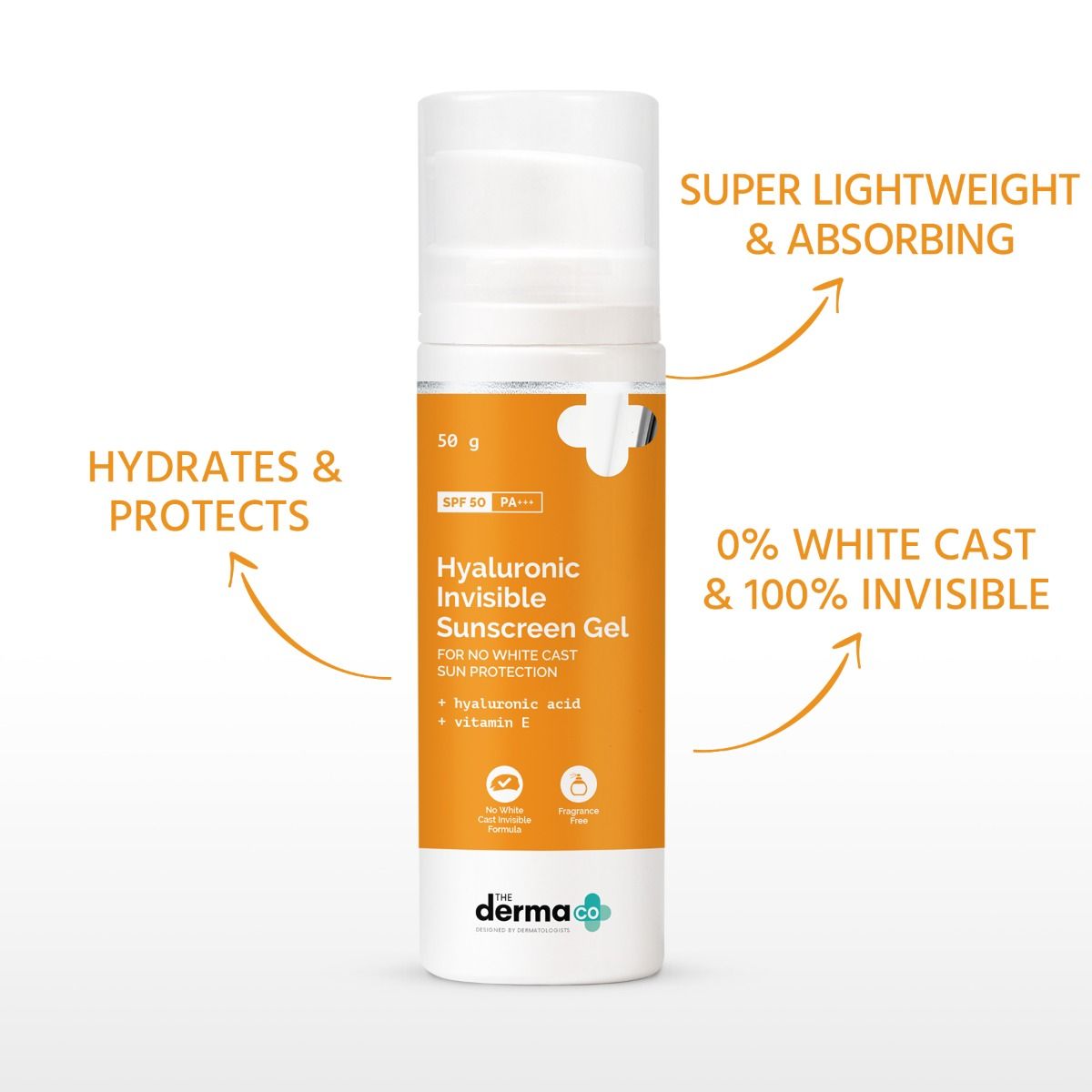 Derma Co Hyaluronic Invisible Sunscreen Gel with Hyaluronic Acid & Vitamin E - 50g