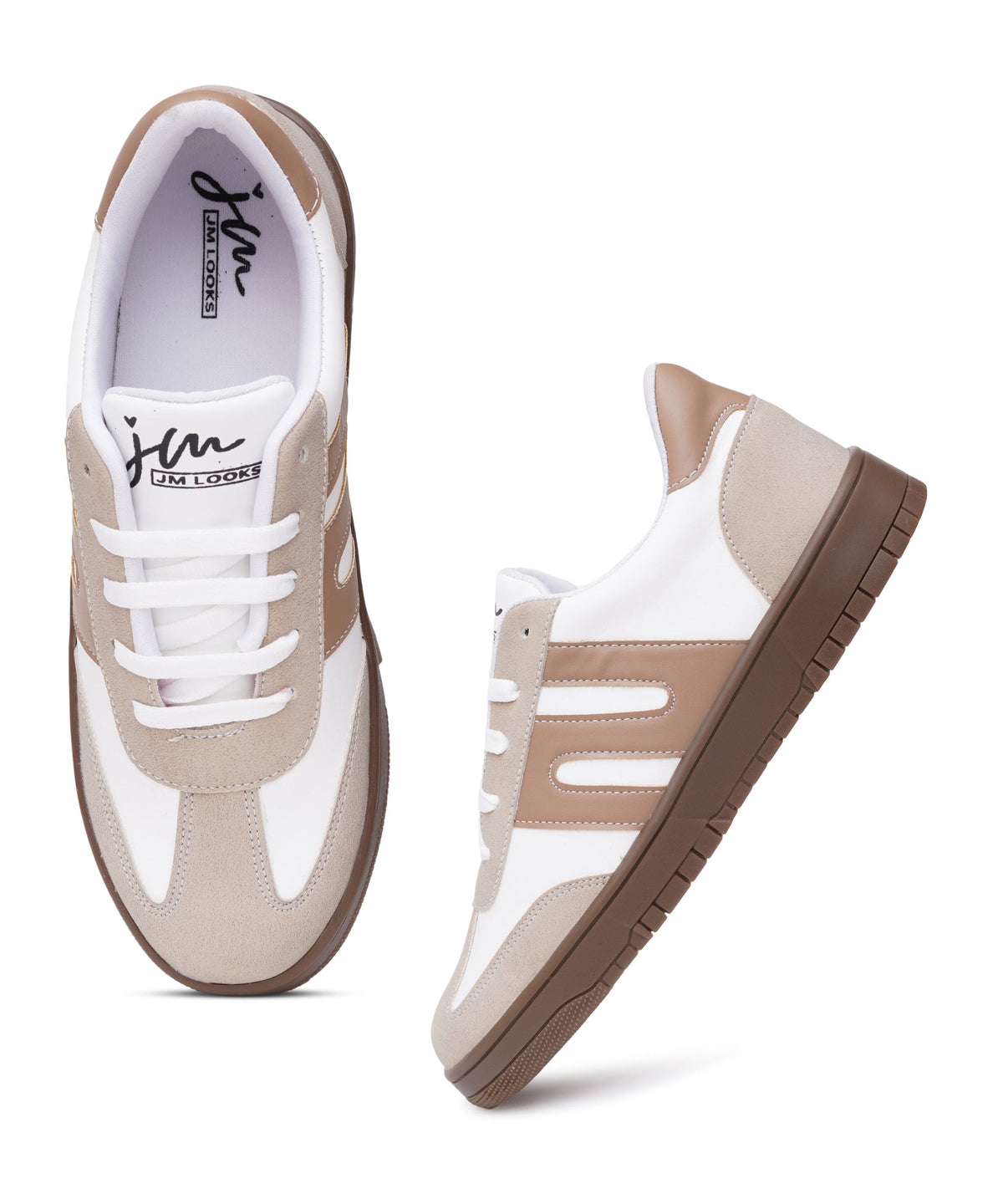JM Looks Casual Sneakers for Women, Trendy Lace-Up Shoes with Premium Finish