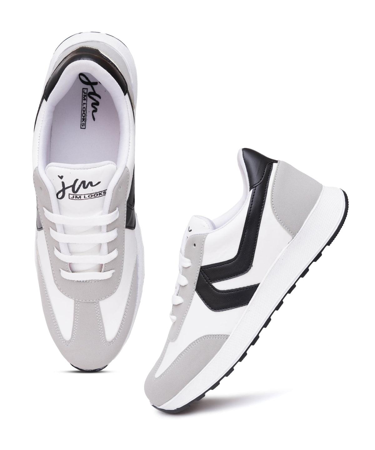 JM Looks Women’s Casual Lace-Up Sneakers with Contrast Panels