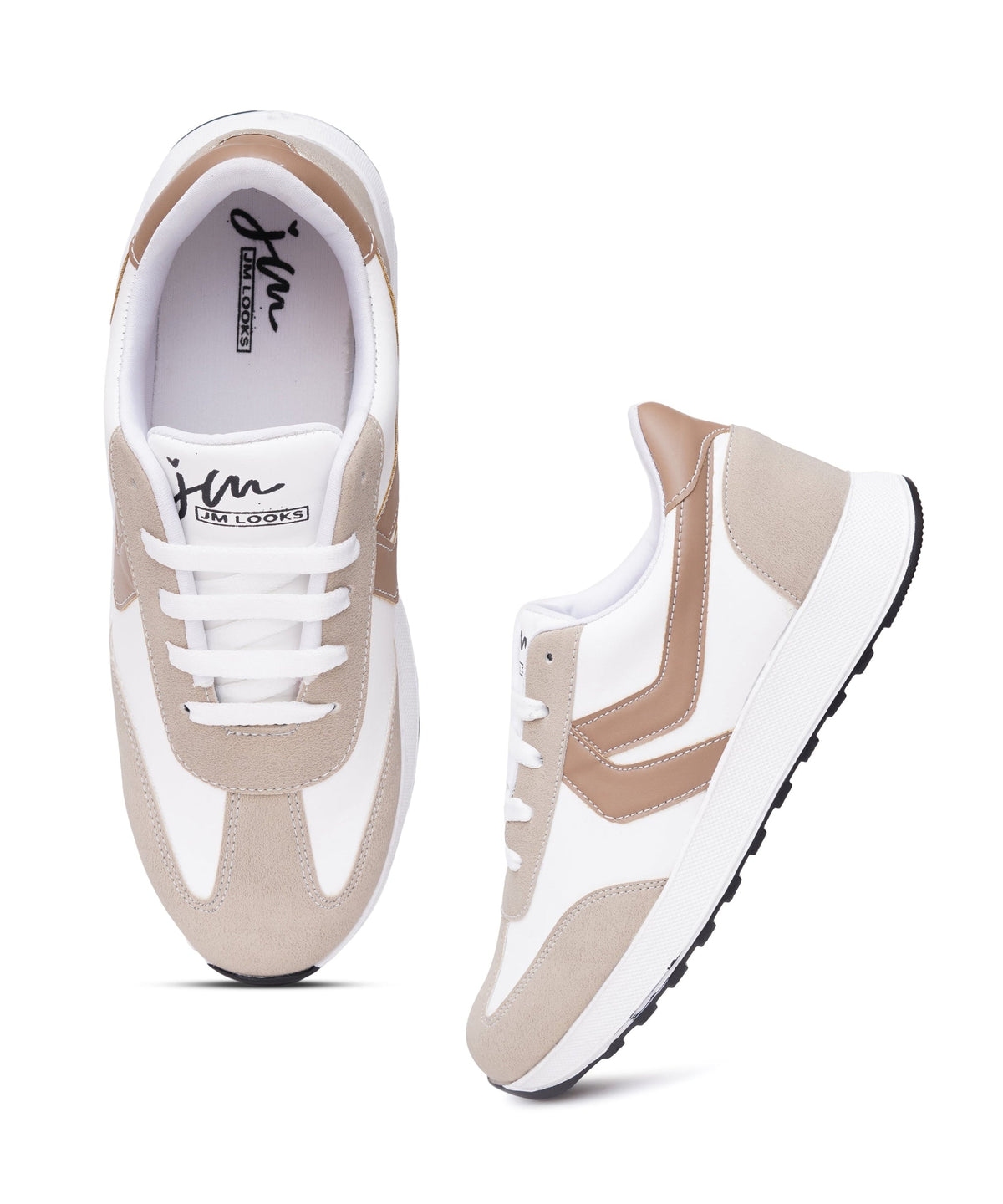 JM Looks Women’s Casual Lace-Up Sneakers with Contrast Panels